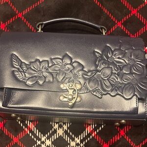 Patricia Nash Navy Floral Satchel
